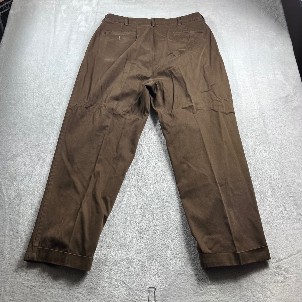 Polo Ralph Lauren Hammond Pant Mens 36/30 Brown Pleated Cuffed Cotton Chinos - Picture 10 of 12